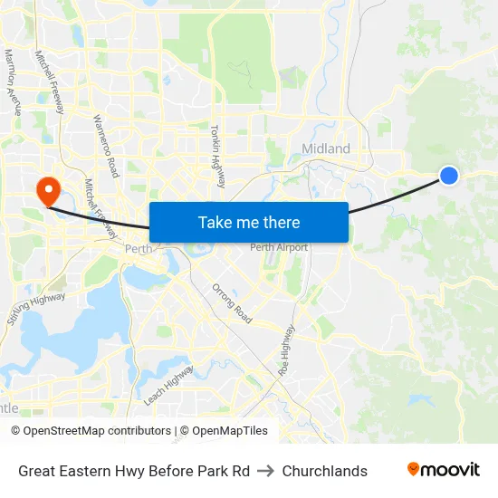 Great Eastern Hwy Before Park Rd to Churchlands map