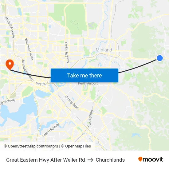 Great Eastern Hwy After Weller Rd to Churchlands map