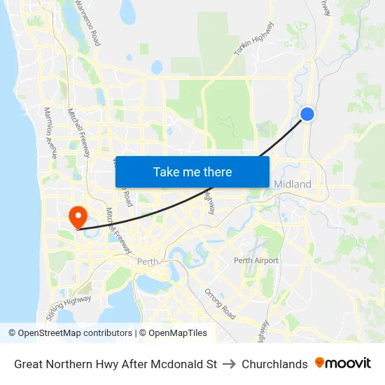 Great Northern Hwy After Mcdonald St to Churchlands map