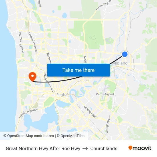 Great Northern Hwy After Roe Hwy to Churchlands map