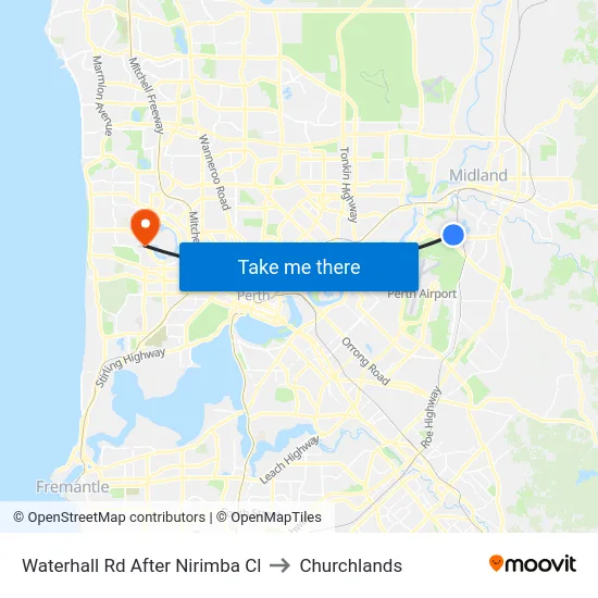 Waterhall Rd After Nirimba Cl to Churchlands map