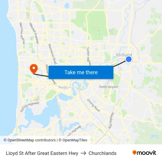 Lloyd St After Great Eastern Hwy to Churchlands map