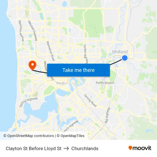 Clayton St Before Lloyd St to Churchlands map