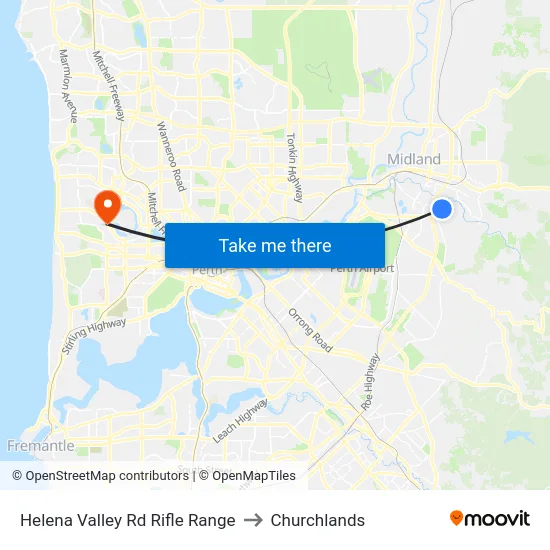 Helena Valley Rd Rifle Range to Churchlands map
