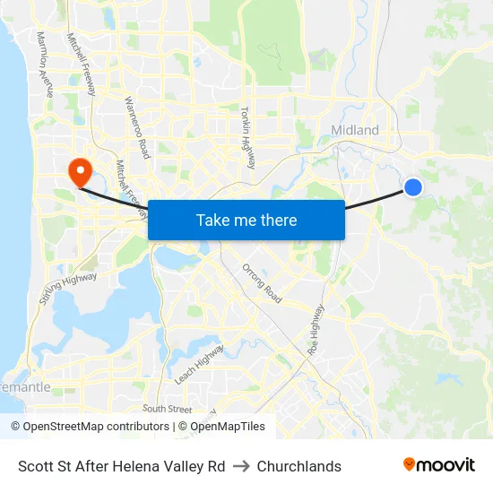 Scott St After Helena Valley Rd to Churchlands map