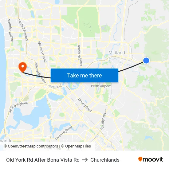 Old York Rd After Bona Vista Rd to Churchlands map