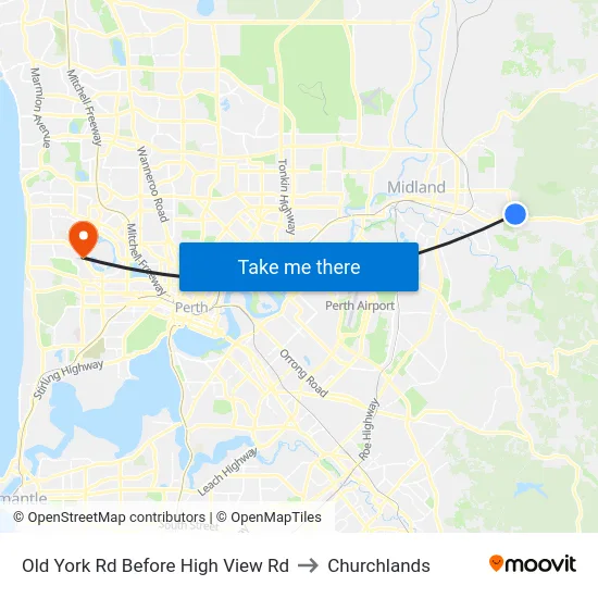 Old York Rd Before High View Rd to Churchlands map