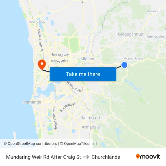 Mundaring Weir Rd After Craig St to Churchlands map
