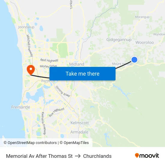 Memorial Av After Thomas St to Churchlands map