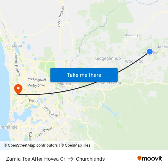 Zamia Tce After Hovea Cr to Churchlands map