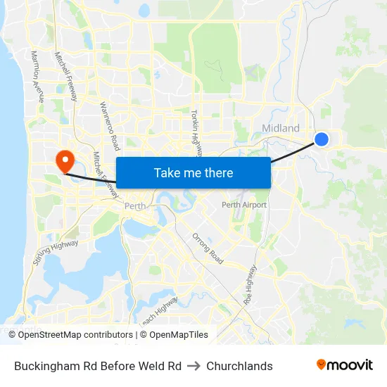 Buckingham Rd Before Weld Rd to Churchlands map