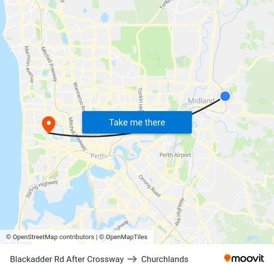 Blackadder Rd After Crossway to Churchlands map