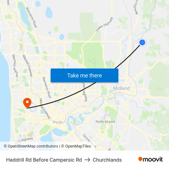 Haddrill Rd Before Campersic Rd to Churchlands map