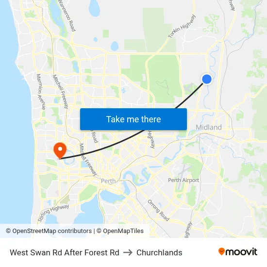 West Swan Rd After Forest Rd to Churchlands map