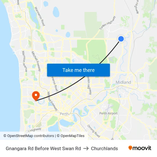 Gnangara Rd Before West Swan Rd to Churchlands map