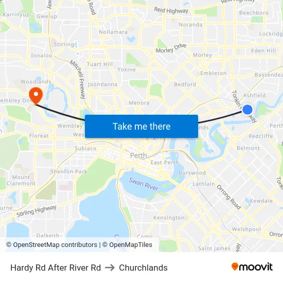 Hardy Rd After River Rd to Churchlands map