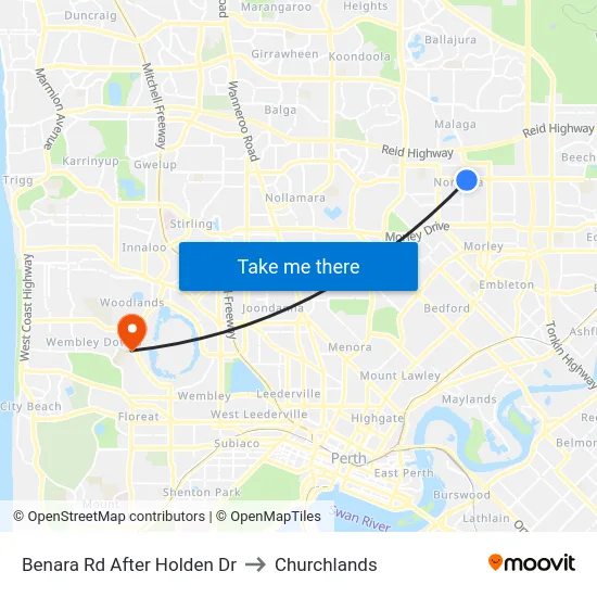 Benara Rd After Holden Dr to Churchlands map