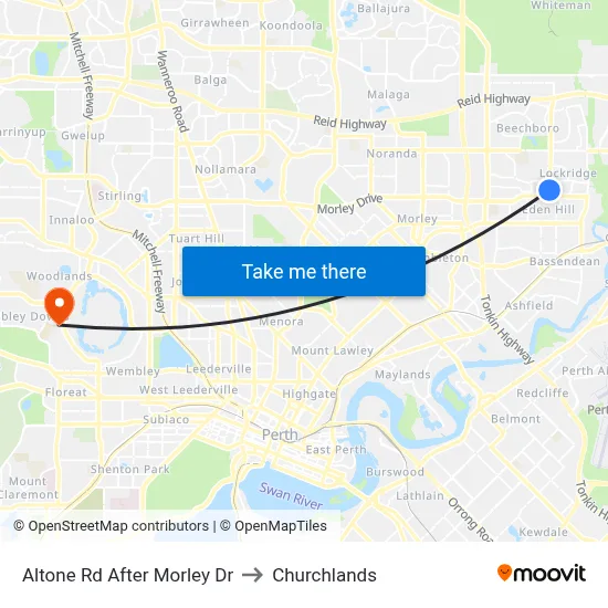 Altone Rd After Morley Dr to Churchlands map