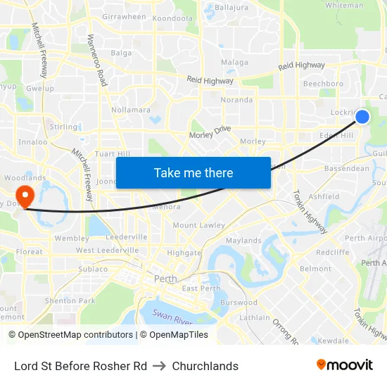Lord St Before Rosher Rd to Churchlands map