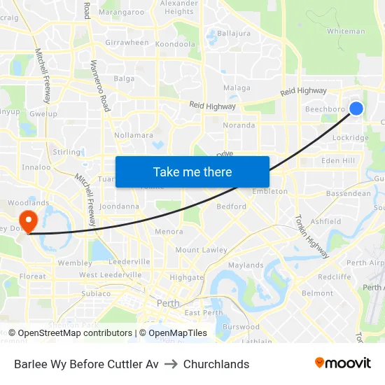 Barlee Wy Before Cuttler Av to Churchlands map