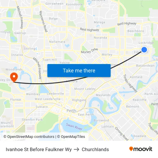 Ivanhoe St Before Faulkner Wy to Churchlands map
