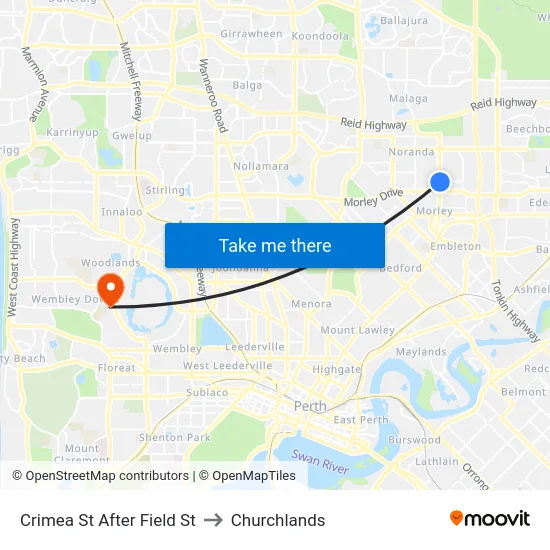 Crimea St After Field St to Churchlands map