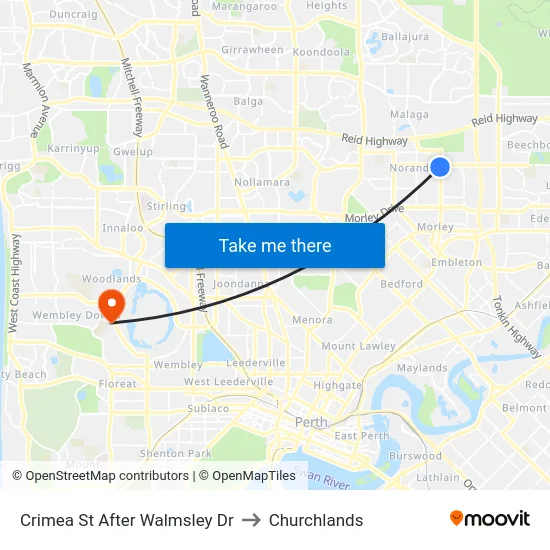 Crimea St After Walmsley Dr to Churchlands map