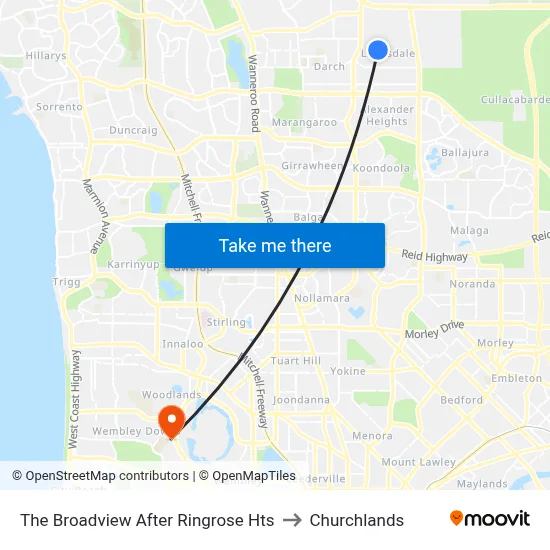 The Broadview   After Ringrose Hts to Churchlands map