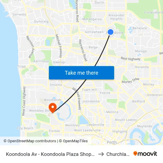 Koondoola Av - Koondoola Plaza Shopping Ctr to Churchlands map