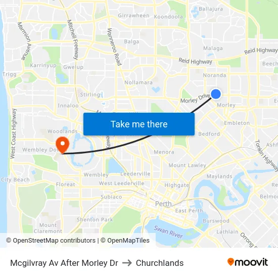 Mcgilvray Av After Morley Dr to Churchlands map