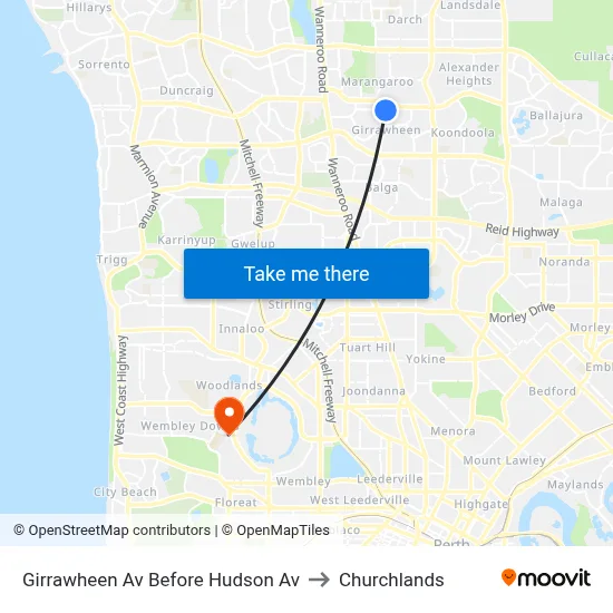 Girrawheen Av Before Hudson Av to Churchlands map
