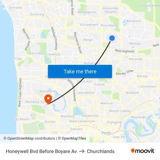 Honeywell Bvd Before Boyare Av to Churchlands map