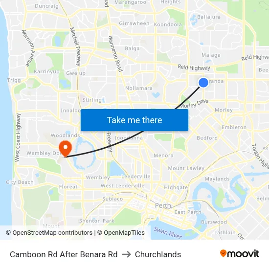 Camboon Rd After Benara Rd to Churchlands map