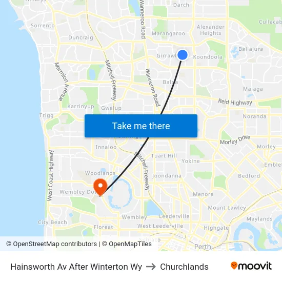 Hainsworth Av After Winterton Wy to Churchlands map