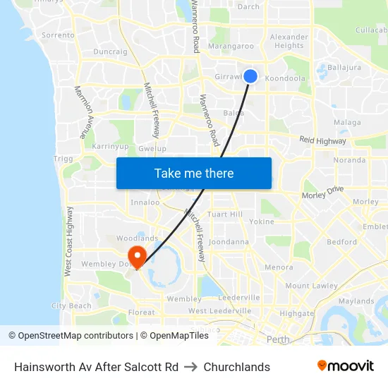Hainsworth Av After Salcott Rd to Churchlands map
