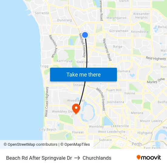 Beach Rd After Springvale Dr to Churchlands map