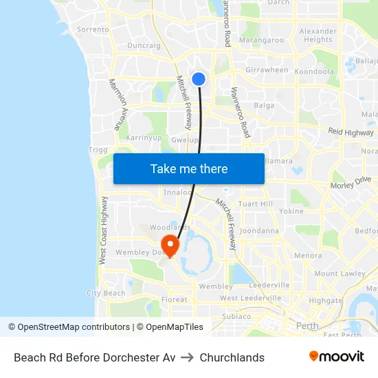 Beach Rd Before Dorchester Av to Churchlands map
