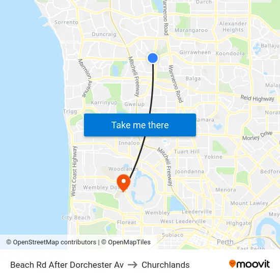 Beach Rd After Dorchester Av to Churchlands map