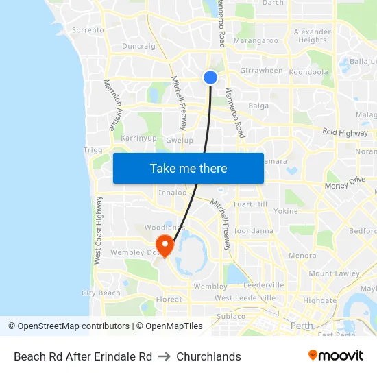 Beach Rd After Erindale Rd to Churchlands map