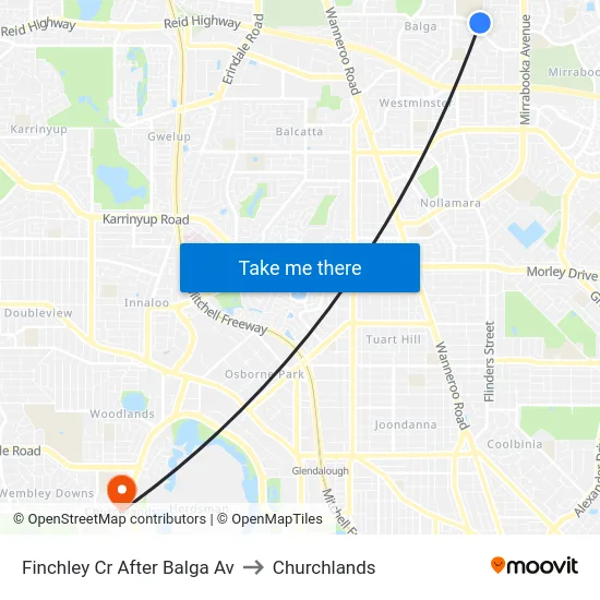 Finchley Cr After Balga Av to Churchlands map