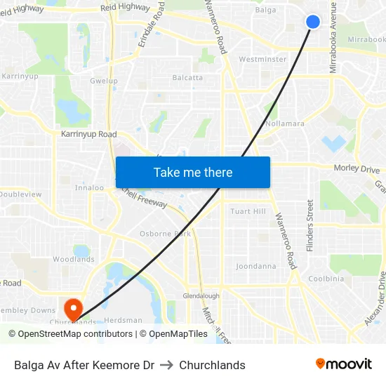 Balga Av After Keemore Dr to Churchlands map