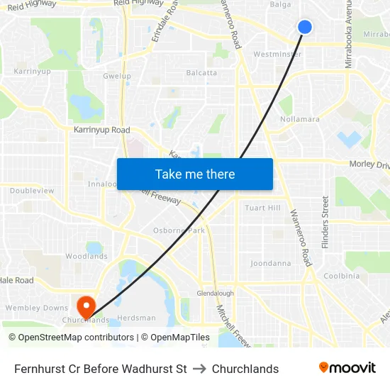 Fernhurst Cr Before Wadhurst St to Churchlands map