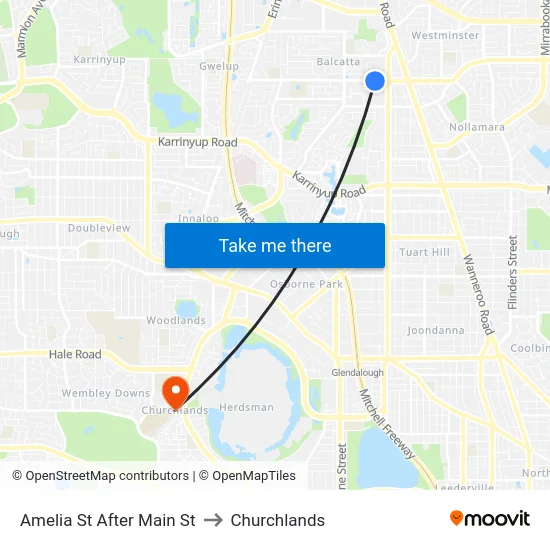 Amelia St After Main St to Churchlands map