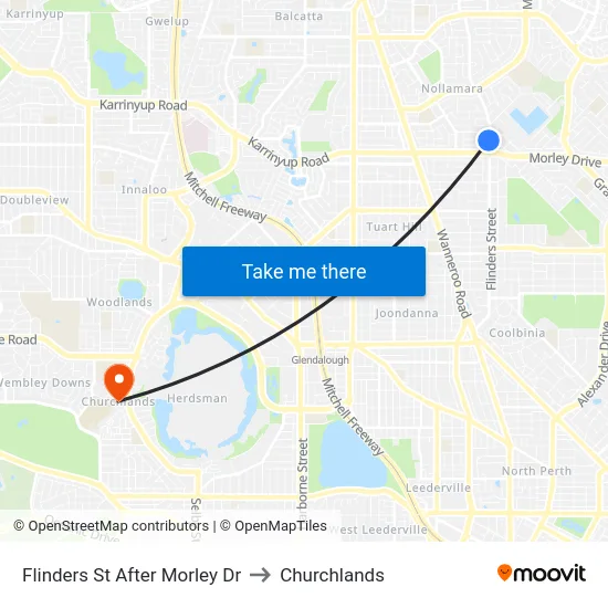 Flinders St After Morley Dr to Churchlands map