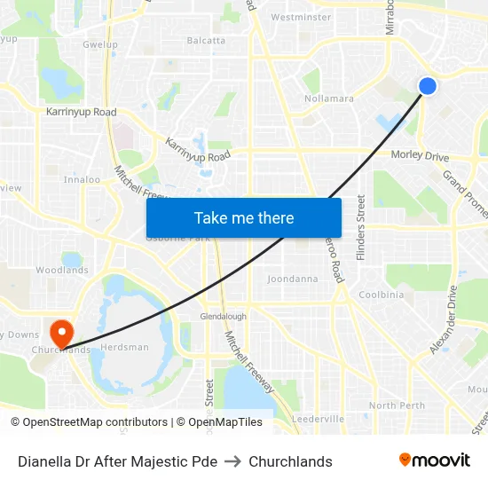 Dianella Dr After Majestic Pde to Churchlands map