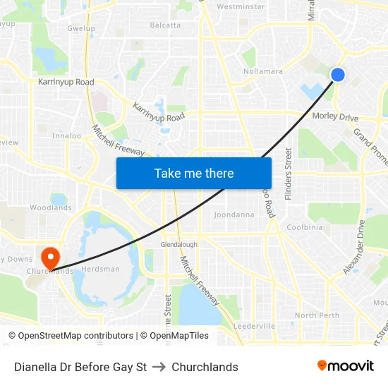 Dianella Dr Before Gay St to Churchlands map