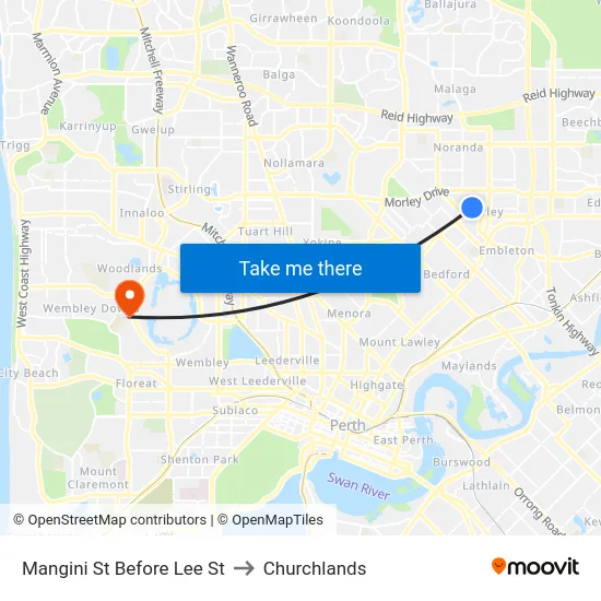 Mangini St Before Lee St to Churchlands map