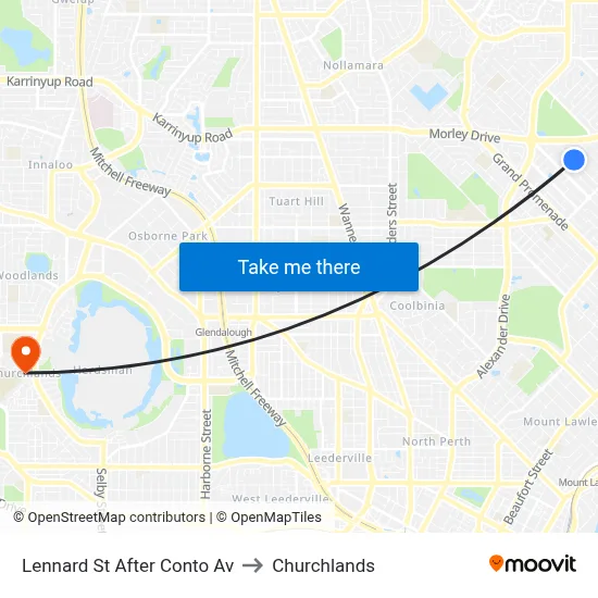 Lennard St After Conto Av to Churchlands map