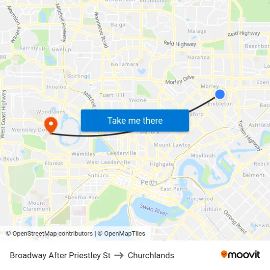 Broadway   After Priestley St to Churchlands map