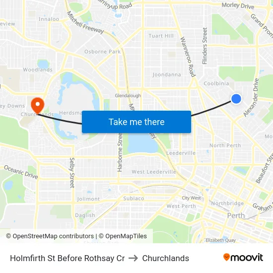 Holmfirth St Before Rothsay Cr to Churchlands map